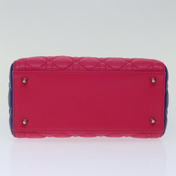 DIOR Lady DIOR Canage Hand Bag Lamb Skin Blue Pink - Picture 5 of 14